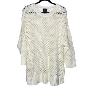 FCT with Love White Open Knit Sweater Size 3X Nautical Fisherman Y2K Boho